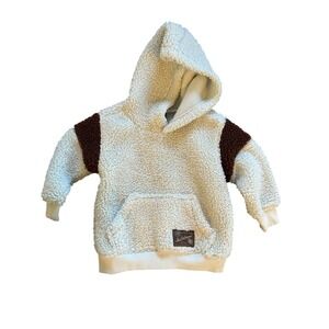 Frye Company Kids Fleece Sherpa‎ Hoodie Cream Brown 18M Outerwear Pullover